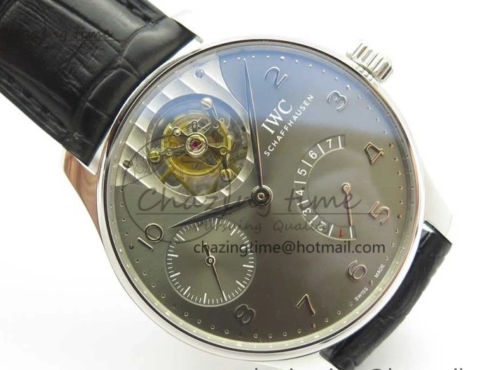 MIROTIME 0809 Portuguese Tourbillon IW5046 SS ZF Best Edition Gray Dial on Black Leather Strap SunProtective 7147
